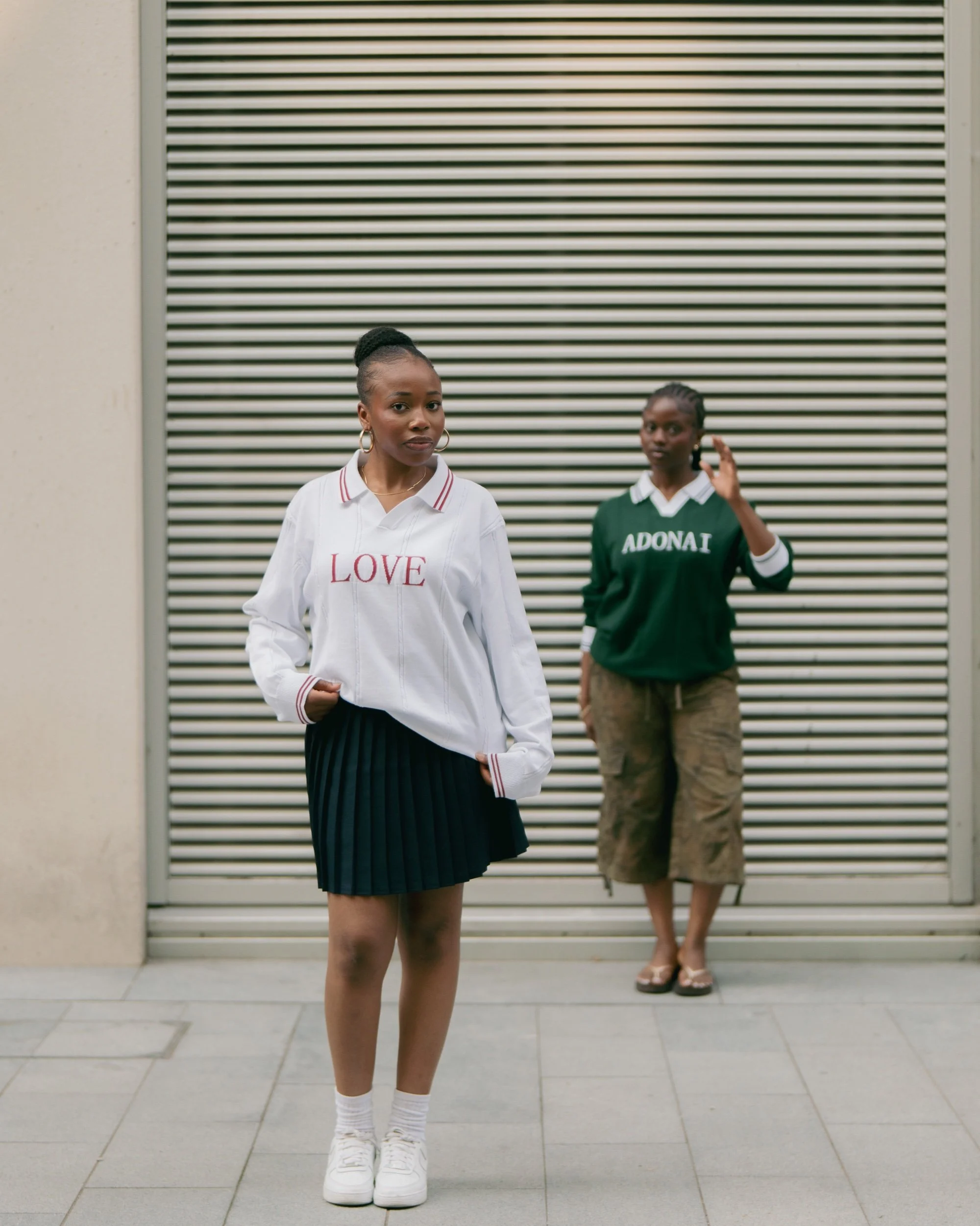 Long Sleeve Knitted Sweater ‘Love’ ‘Adonai’ ‘Unashamed’ Jacquard Letter Polo Neck