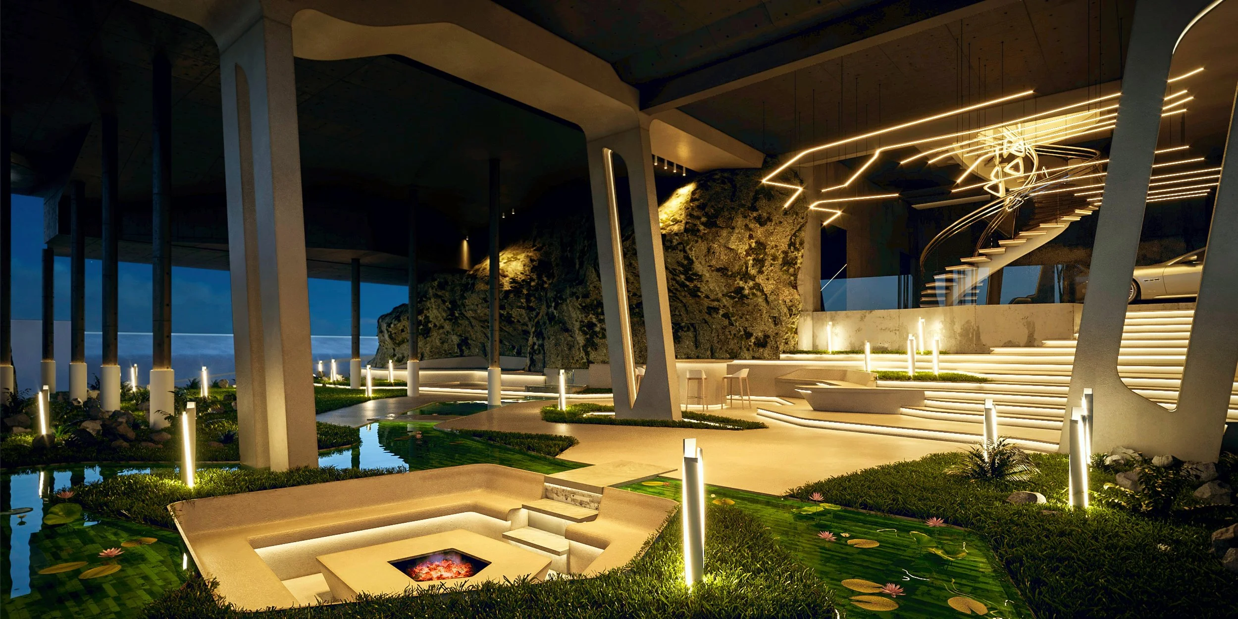 ANAMAYA VILLA 111 1st level yard night. Original.jpg