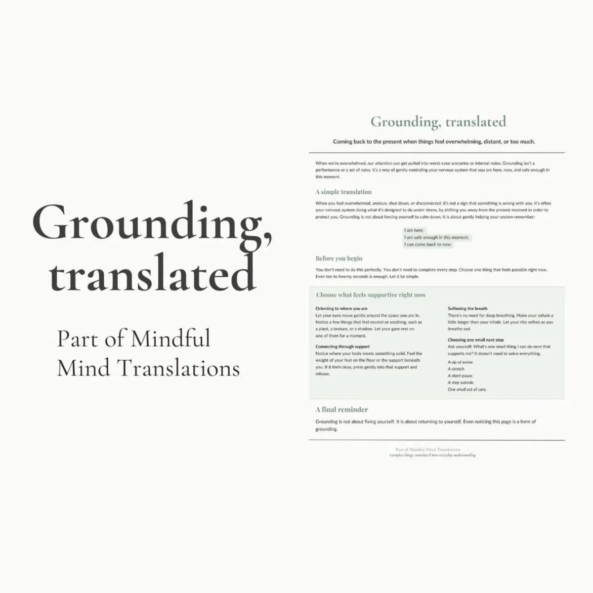 Grounding, translated: A gentle way to return to the present moment