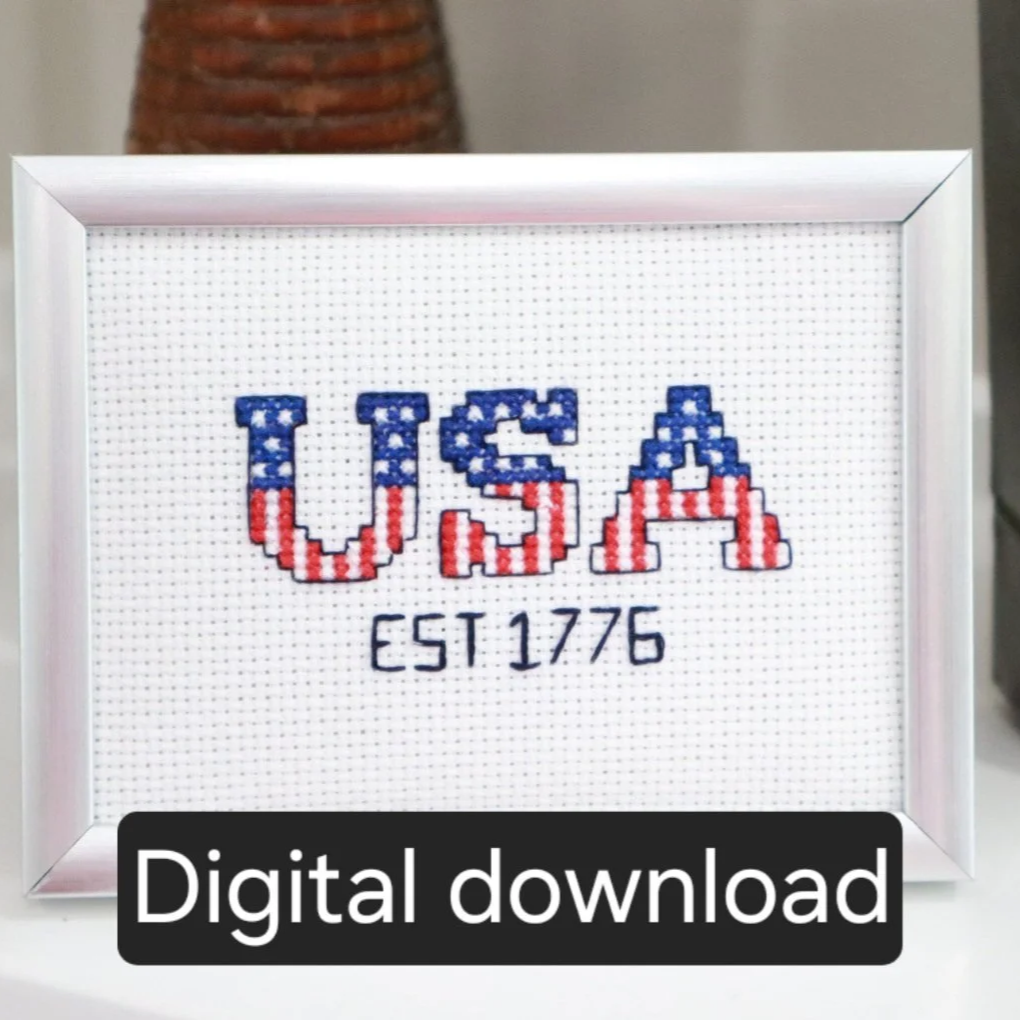USA PATRIOTIC CROSS STITCH PATTERN - PDF Download, Beginner-Friendly, Easy DIY