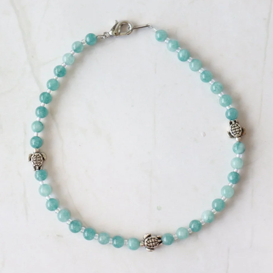 Handmade beaded Aquamarine anklet