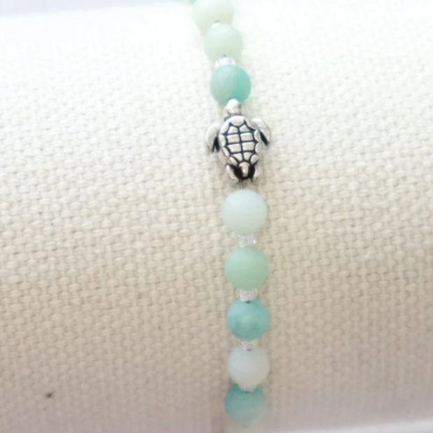 Amazonite beaded anklet, handmade crystal healing jewelry