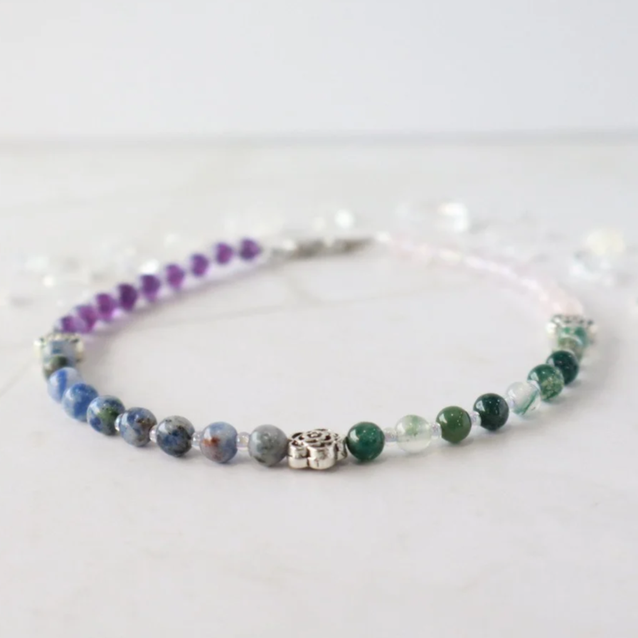 BALANCE BEADED ANKLET - Handmade, Crystal Healing Jewelry, Peace Love Tranquility