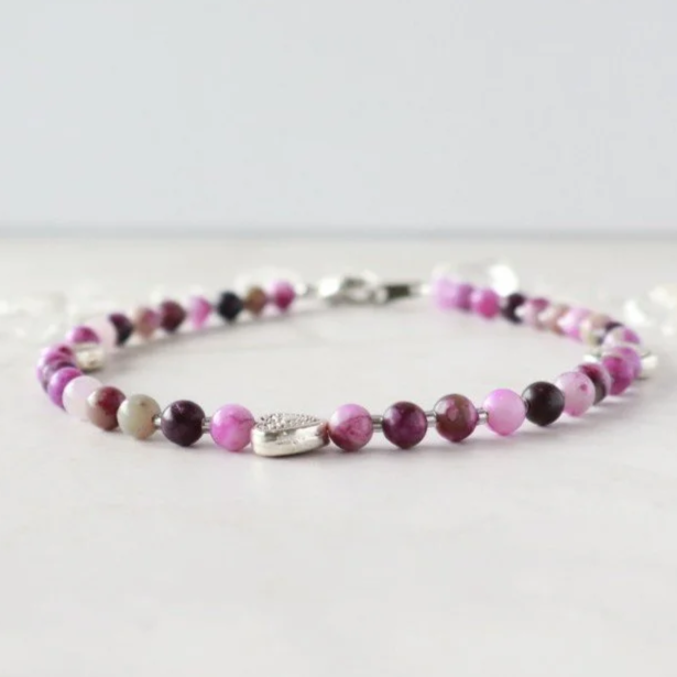 SUGILITE CRYSTAL BEADED ANKLE BRACELET - Handmade, Modern Love Jewelry
