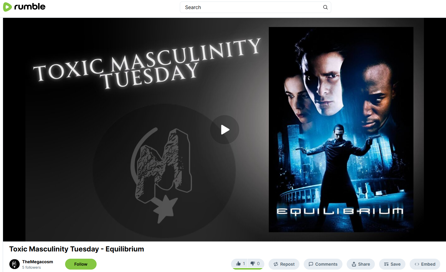 Toxic Masculinity Tuesday - Equilibrium