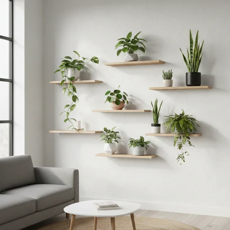 Living Room Plant Wall Shelf Ideas