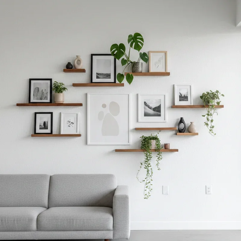 Living Room Plant Wall Shelf Ideas