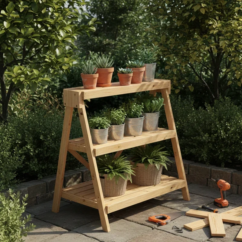DIY Wood Outdoor Plant Stand Ideas