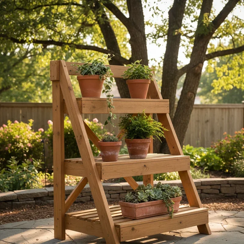 15 DIY Wood Outdoor Plant Stand Ideas for Stylish Garden Decor