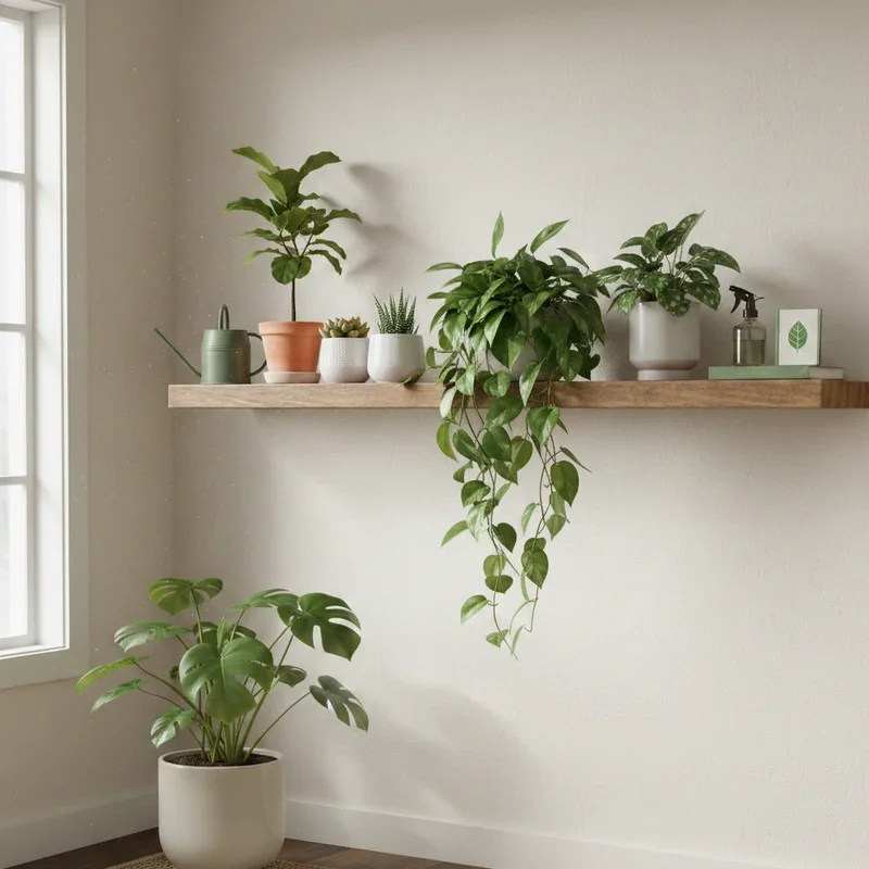 Living Room Plant Wall Shelf Ideas
