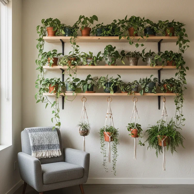 Living Room Plant Wall Shelf Ideas
