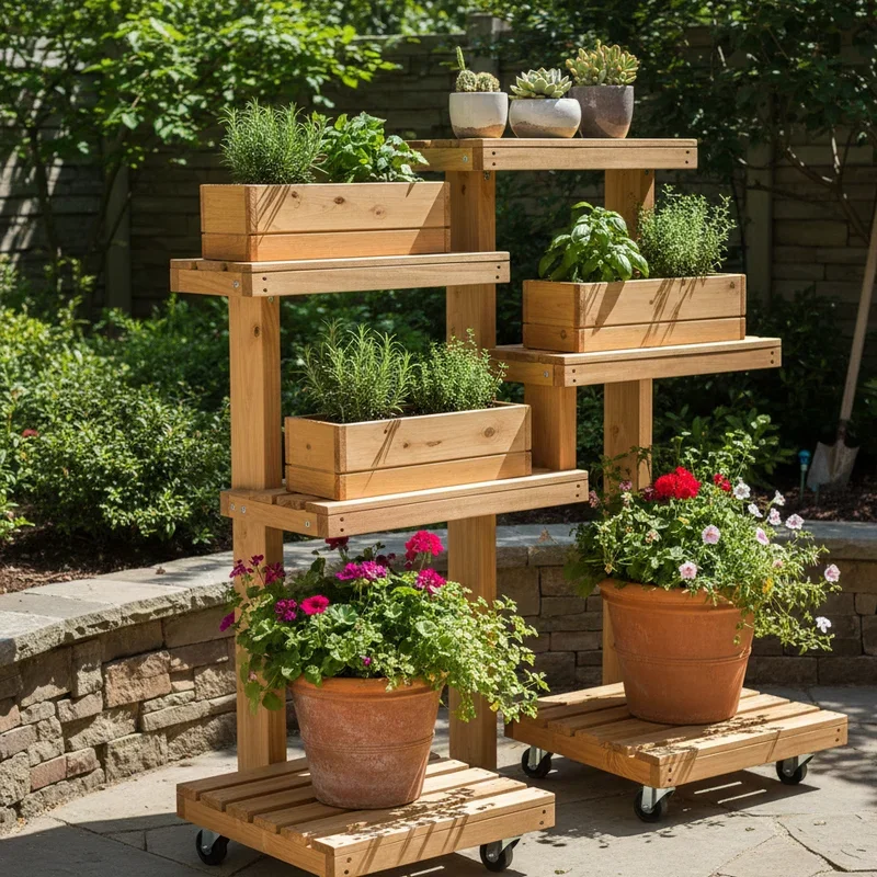 DIY Wood Outdoor Plant Stand Ideas
