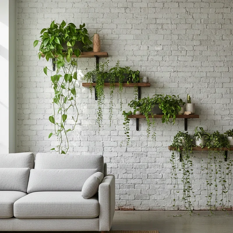 Living Room Plant Wall Shelf Ideas