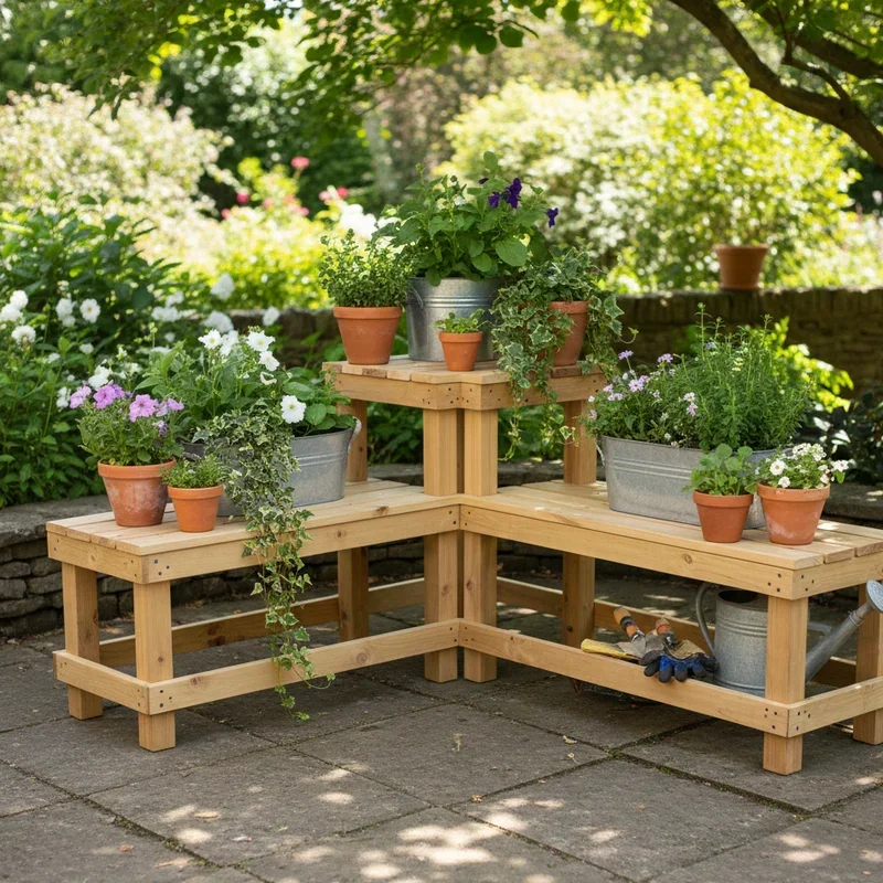 DIY Wood Outdoor Plant Stand Ideas