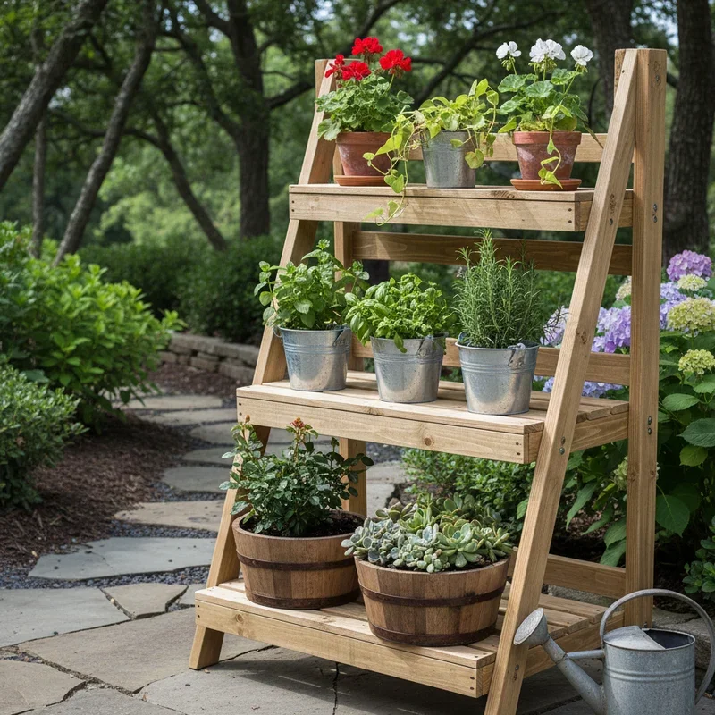 DIY Wood Outdoor Plant Stand Ideas