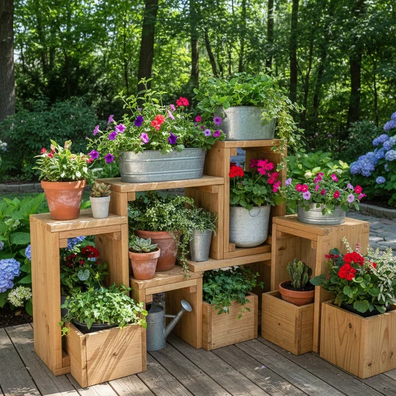 DIY Wood Outdoor Plant Stand Ideas