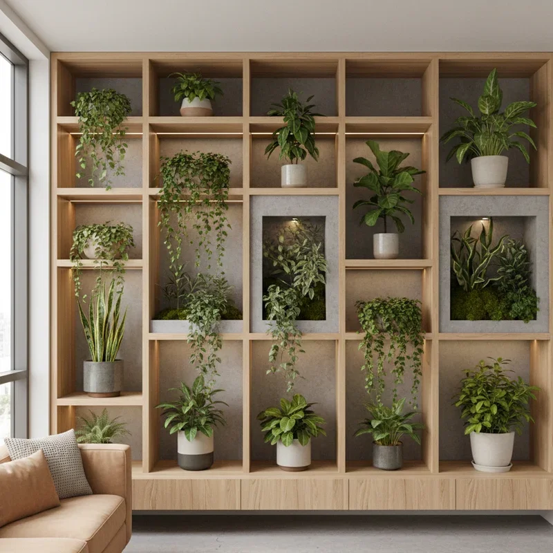 Living Room Plant Wall Shelf Ideas