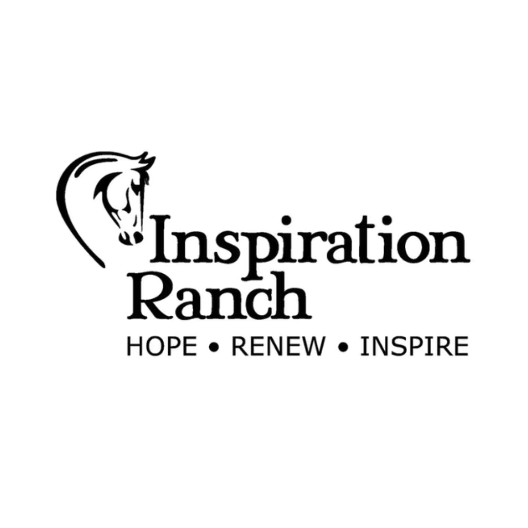 Logo for Inspiration Ranch featuring a stylized horse head outline and the words 'Inspiration Ranch' with the tagline 'Hope, Renew, Inspire' underneath.