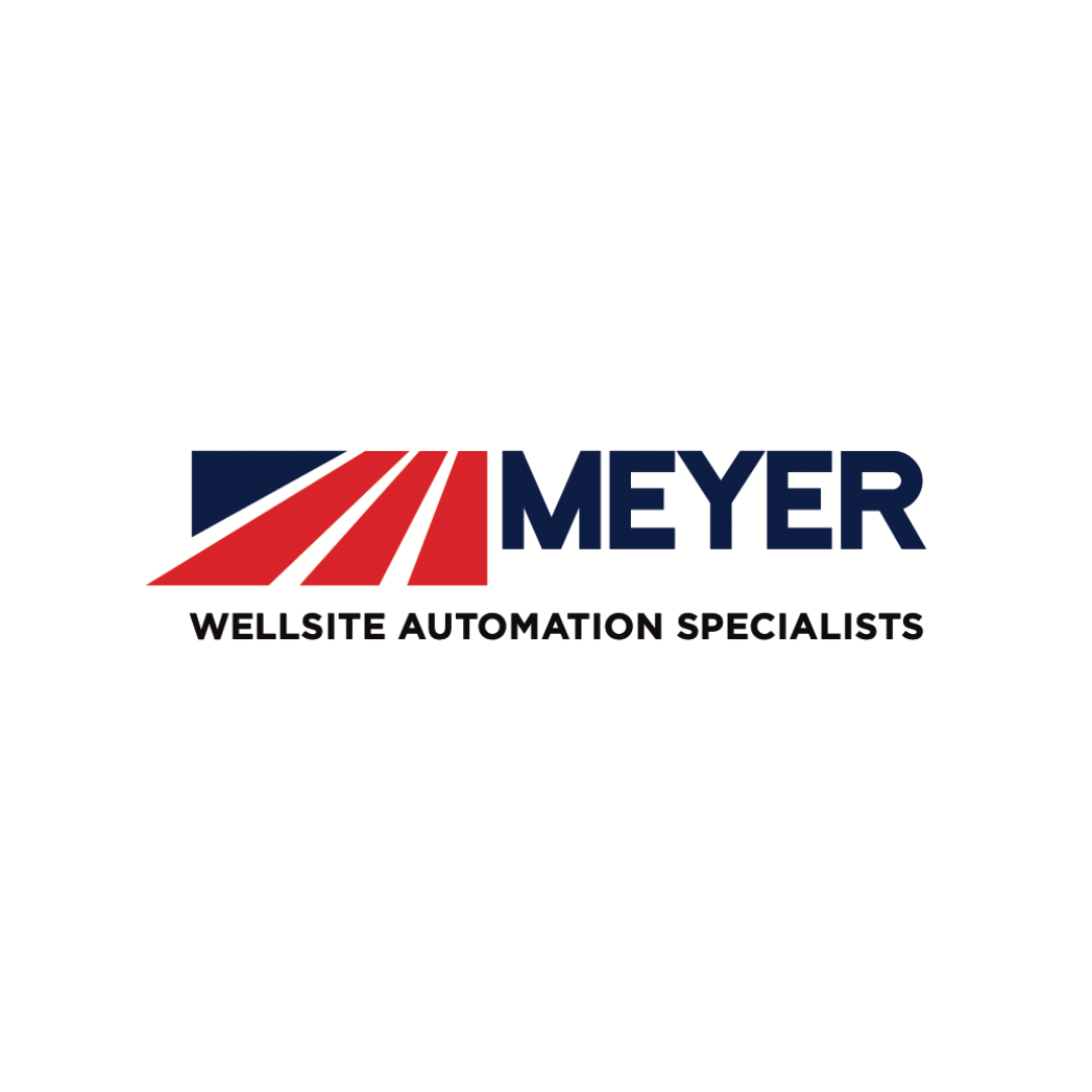Meyer Wellsite Automation Specialists logo with red and navy blue graphic and text.