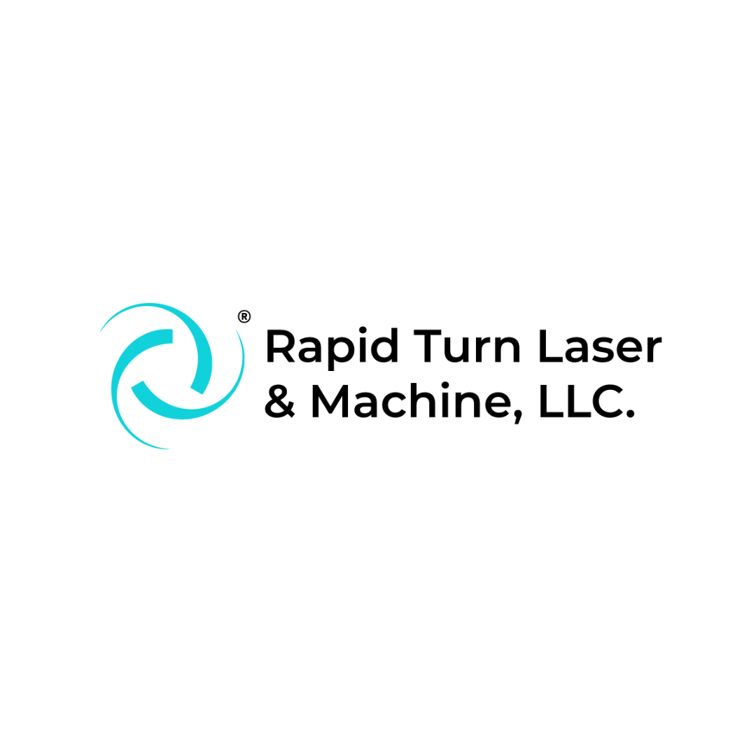 Company logo for Rapid Turn Laser & Machine, LLC featuring a blue circular design and black text.