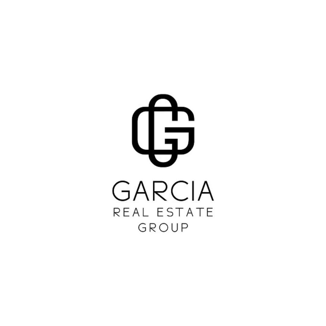Black and white logo for Garcia Real Estate Group with a stylized monogram symbol and the company name.
