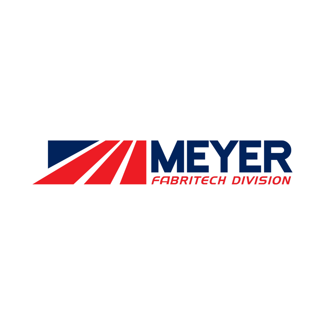 Meyer Fabritech Division logo with red, white, and blue flag design and bold navy and red text.