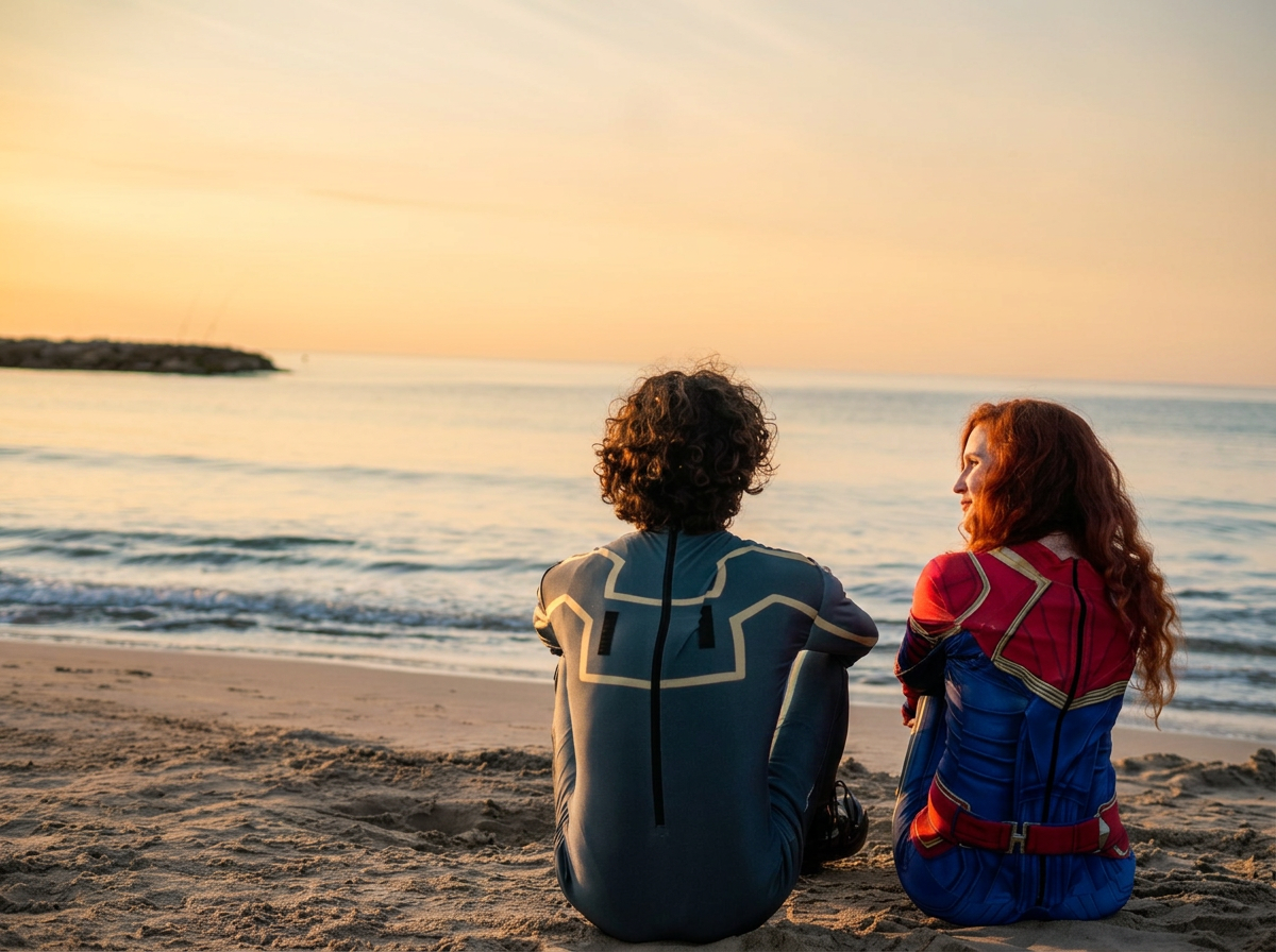Two ETC actors on the beach