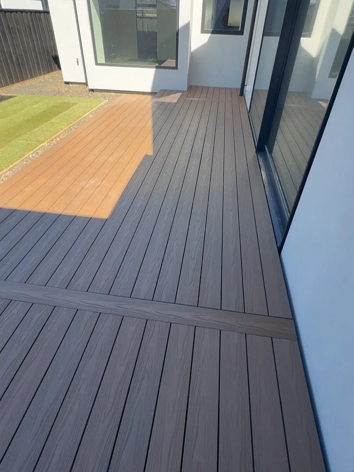 Eko Deck Leatherwood for this backyard and front entrance. Nice clean lines,keeps its colour with little maintenance and backed by a 25 year warranty  @ekodeck.nz
