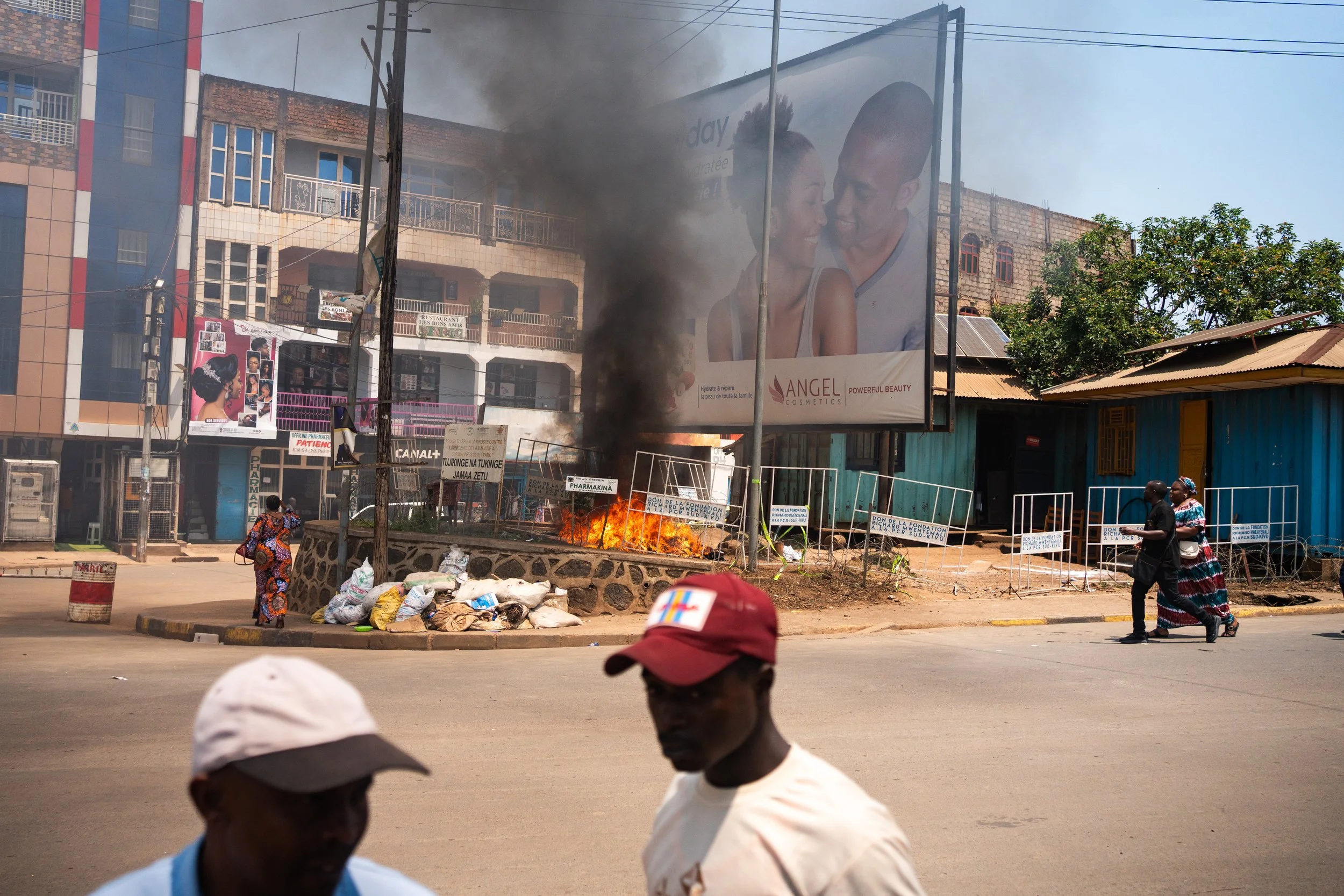 A police station has been emptied, the weapons taken, and the remaining equipment burned by M23 rebels, in Bukavu (DRC), February 20, 2025.