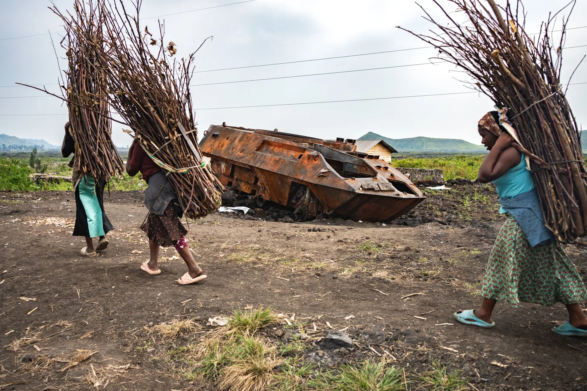 A MONUSCO vehicle (UN Mission in the Democratic Republic of the Congo), present in the region since 1999, was burned following clashes with M23. February 9, 2025.