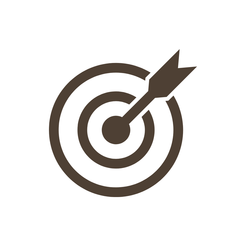 Icon of a target with an arrow hitting the bullseye.