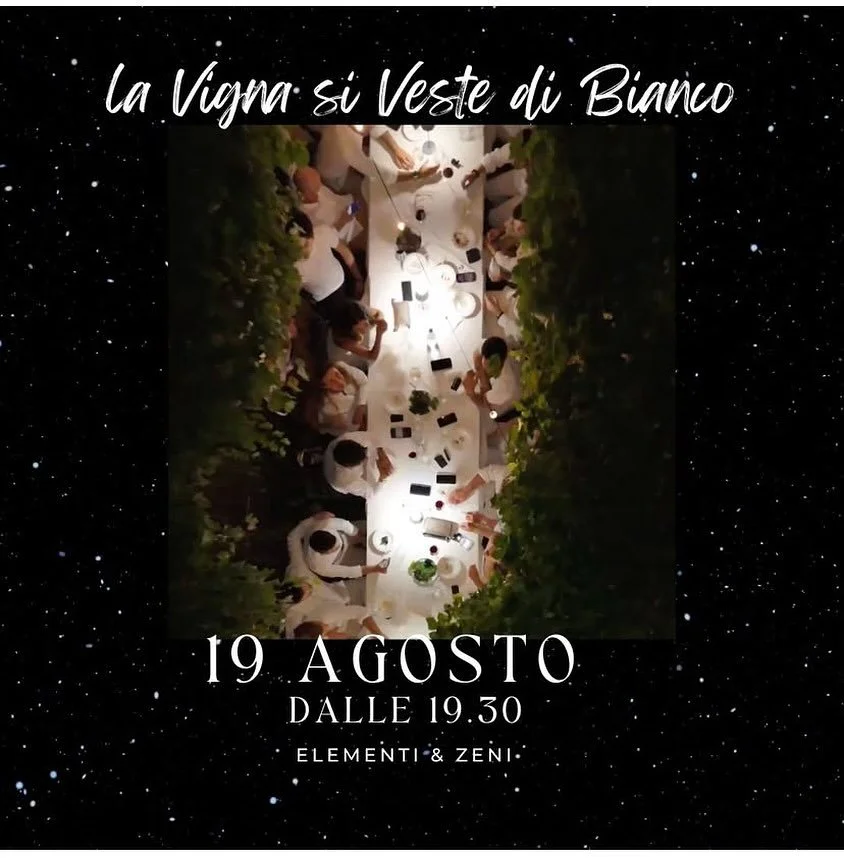🌿✨ La vigna si veste di bianco: dopo il successo della prima edizione, torniamo tra filari, calici e profumo di mare ✨🌿
📍 Una lunga tavola vicino alle pergole.
🎐 L&rsquo;aria dolce di mezza estate, il bianco nei vestiti, nei bicchieri, nei piatti