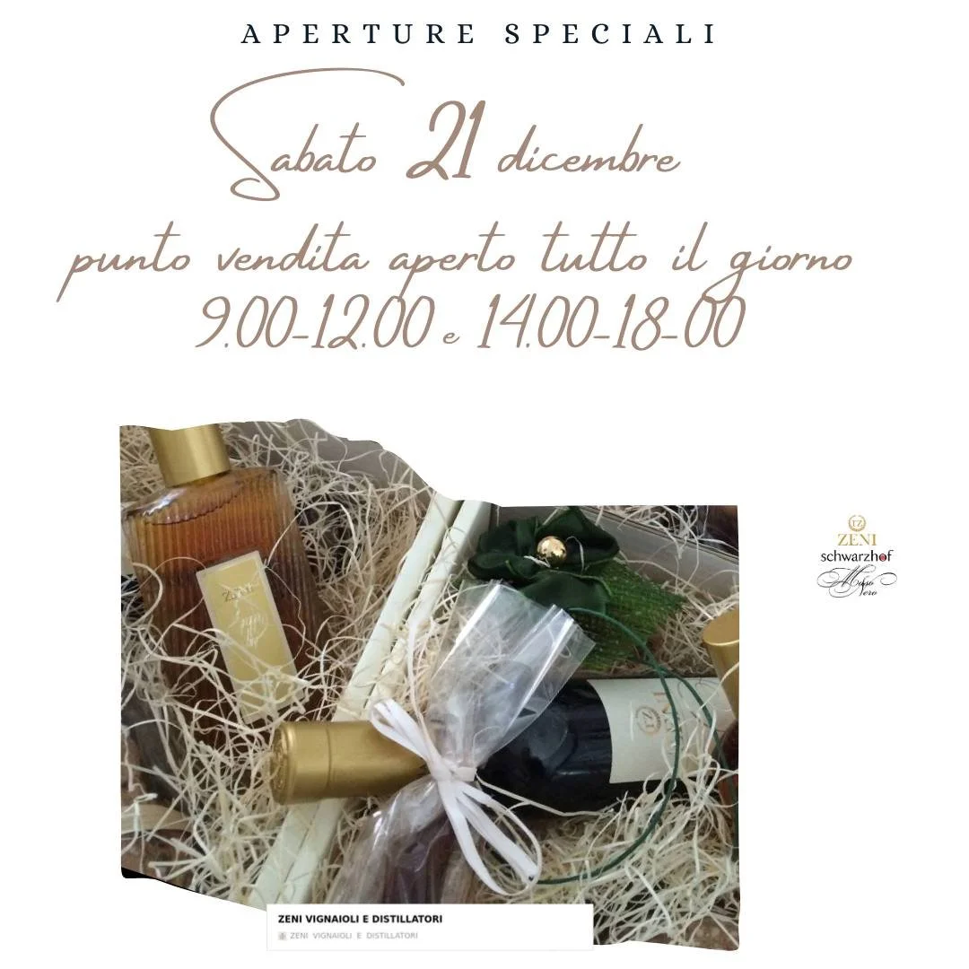 ....aperture speciali per i vostri regali di Natale!

👉 Sabato 21 dicembre il punto vendita sar&agrave; aperti tutto il giorno!

Vi aspettiamo !🥂🍷🥃🎅