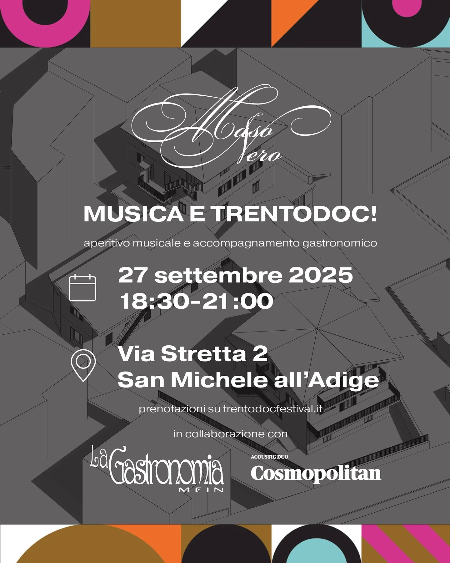 🥂Per la quarta edizione di Trentodoc Festival, aperitivo musicale con @cosmopolitan_acousticduo e accompagnamento gastronomico a cura di @la_gastronomia_mein , il tutto unito con il nostro Trentodoc Maso Nero. 

Posti limitati, prenotazioni su Trent