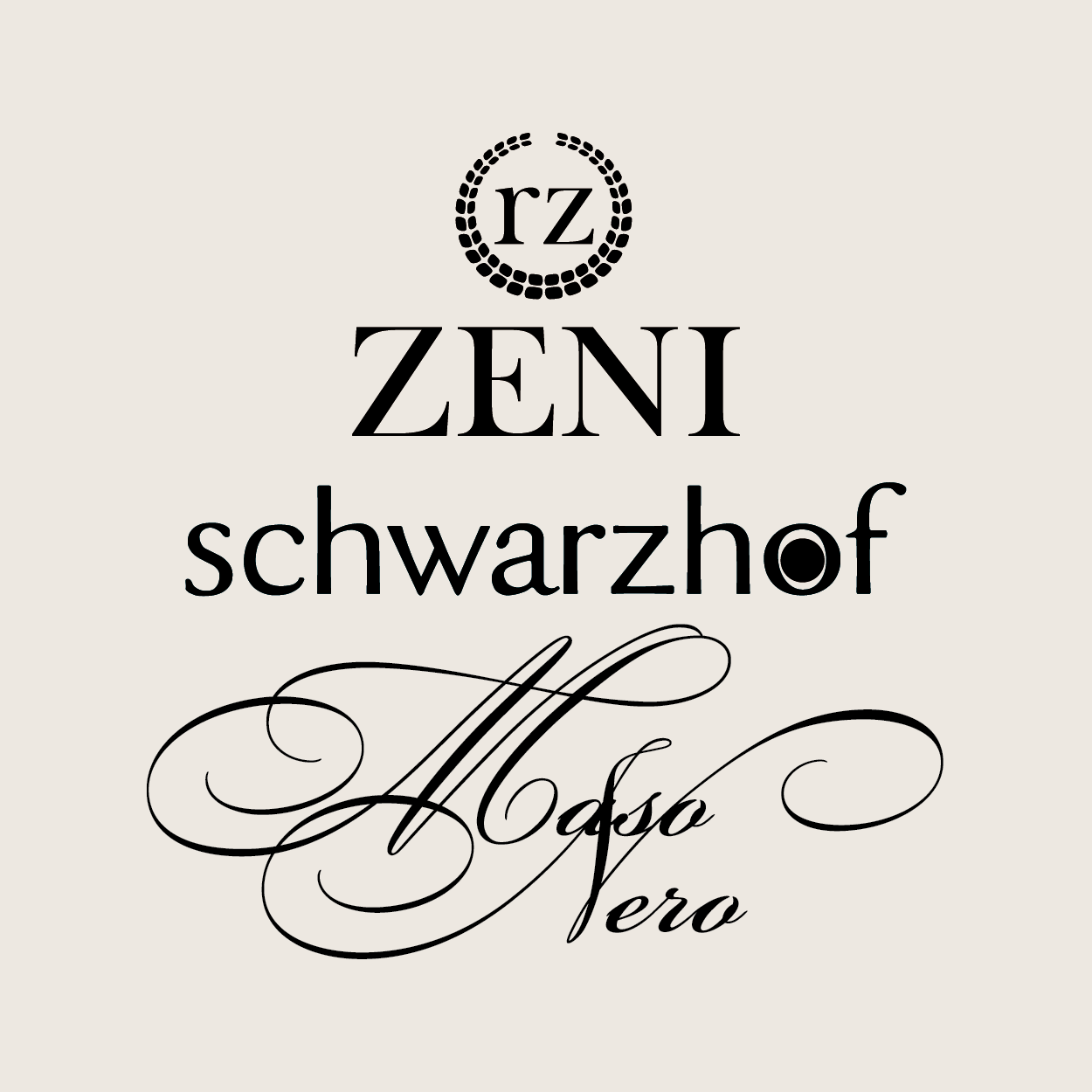 Logo Zeni Vignaioli e Distillatori in bianco e nero, stile vintage ed elegante