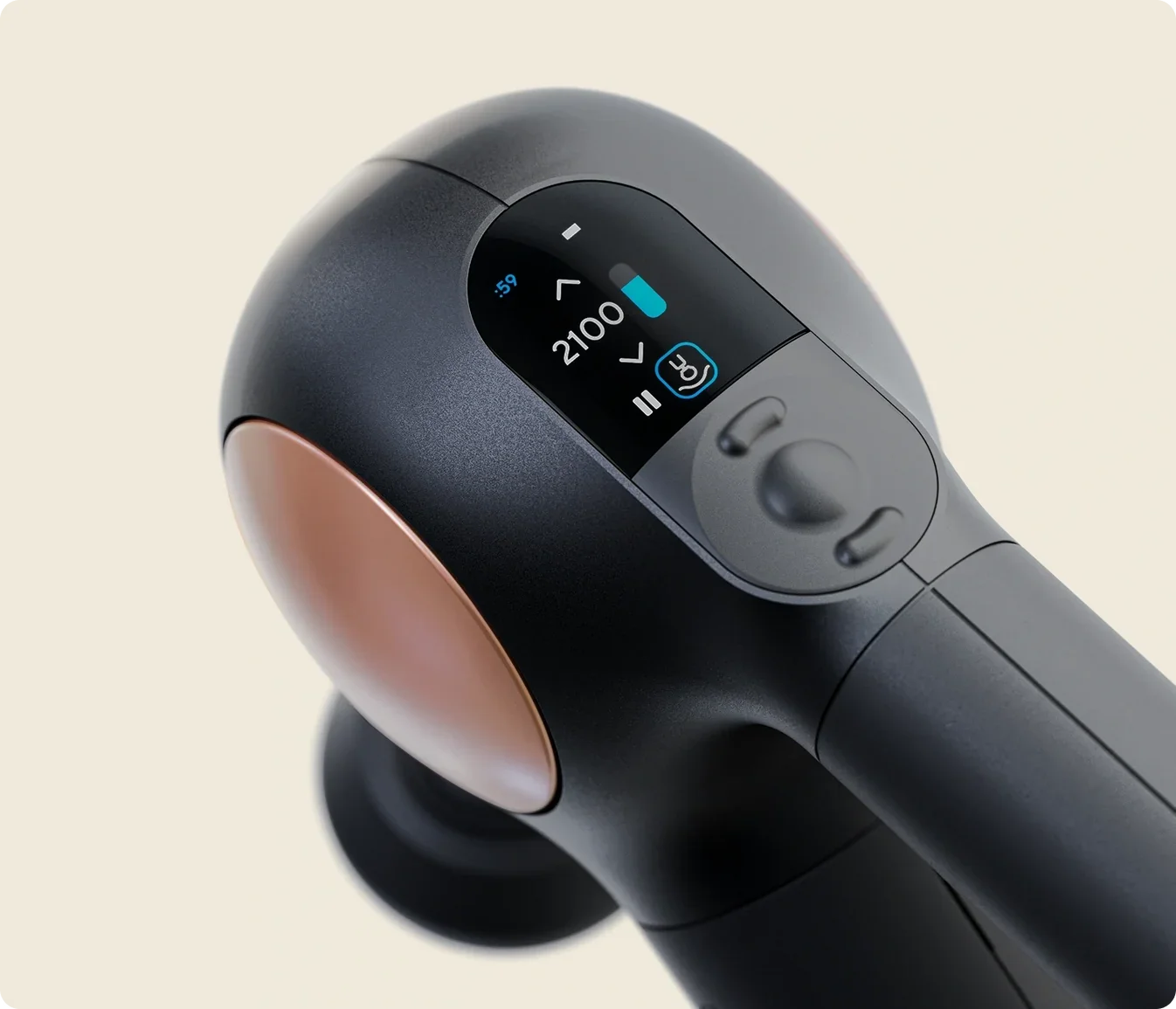 Close-up of Therabody Theragun Sense percussion massage device and ergonomic grip