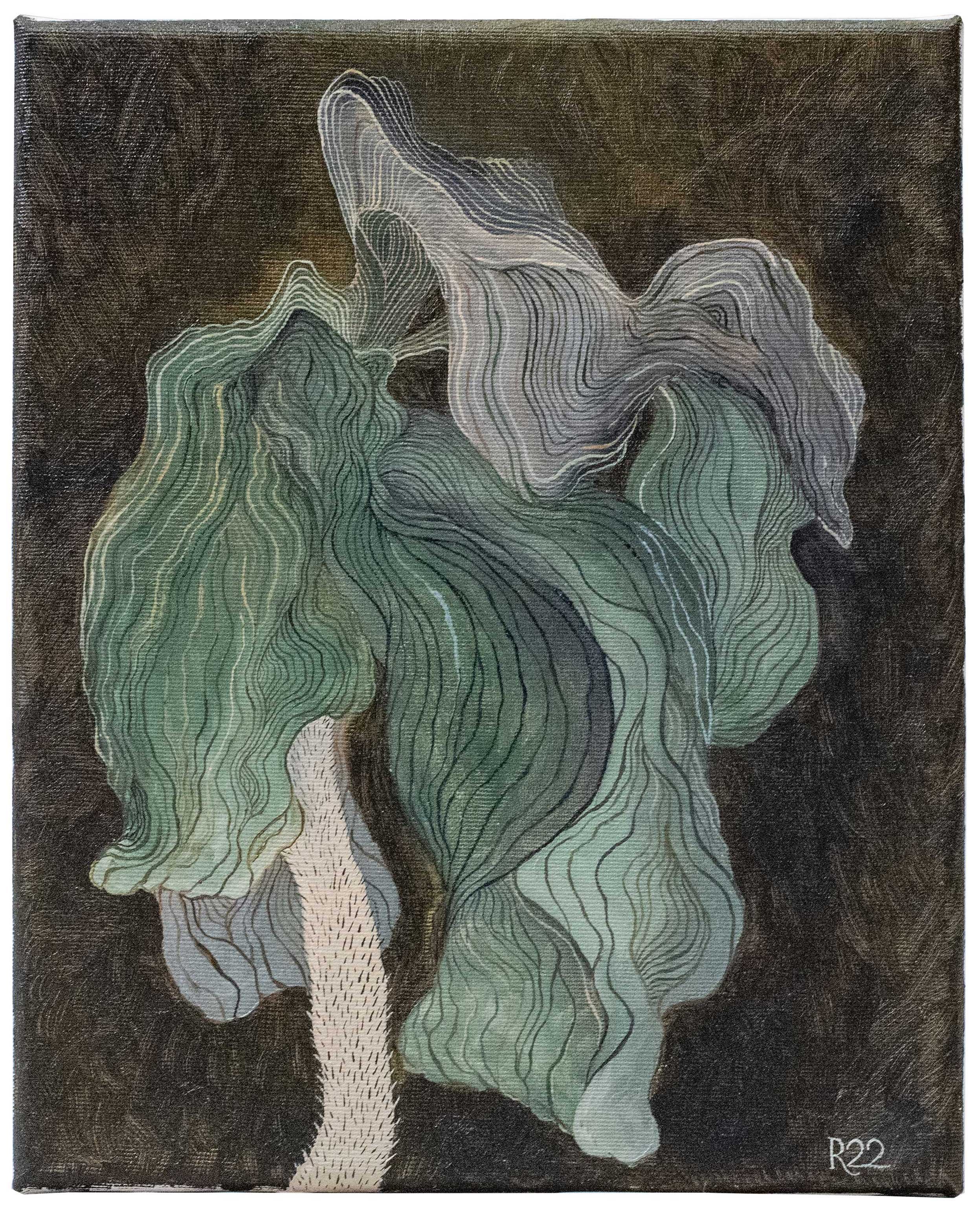 PVT30 - GREEN POPPY ON GREEN GROUND
OIL ON CANVAS 30X24 CM // 11,8X9,4 IN