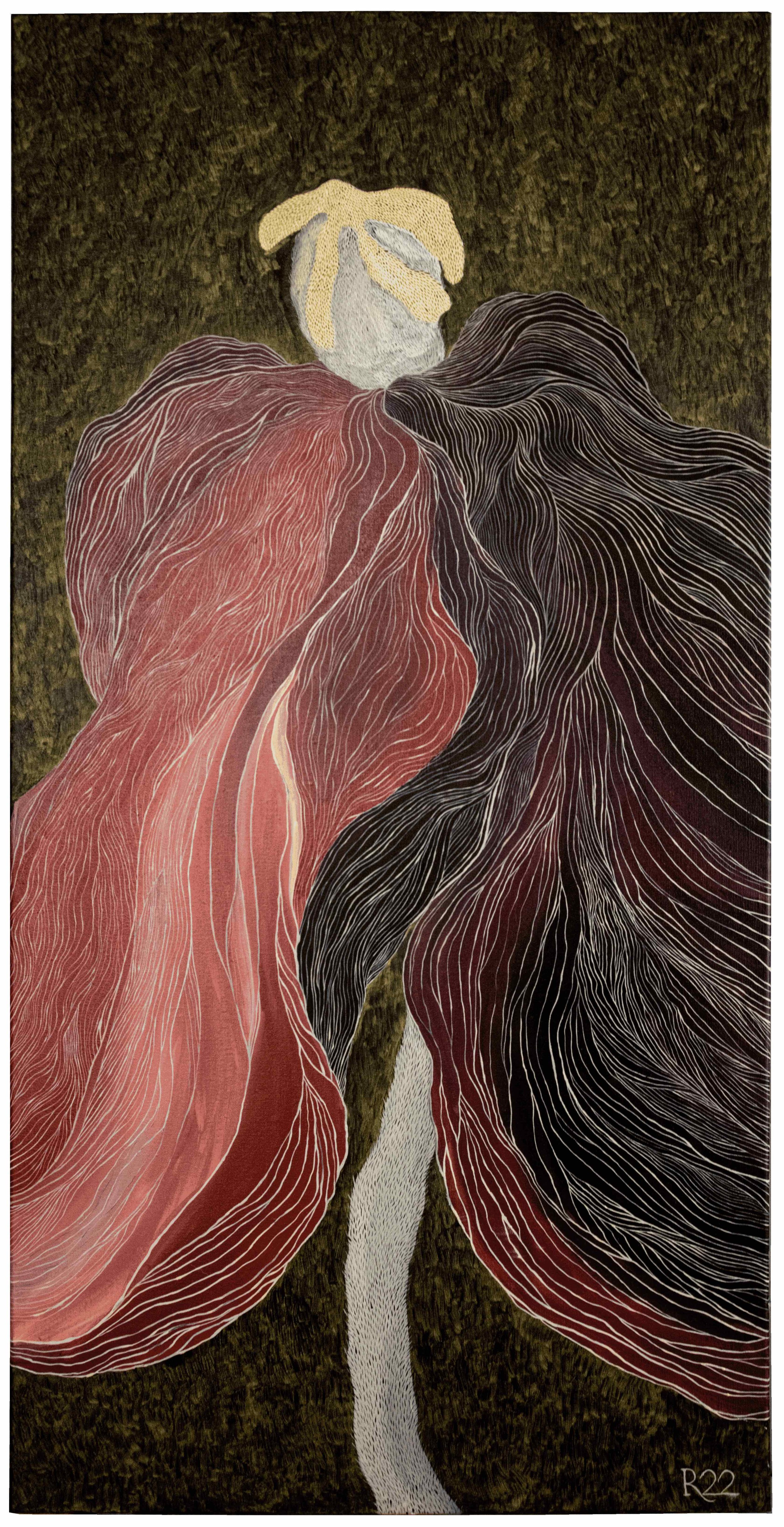 PVT44 - RED POPPY ON DARK GREEN GROUND
OIL ON CANVAS
140X70 CM // 55,1X27,5 IN