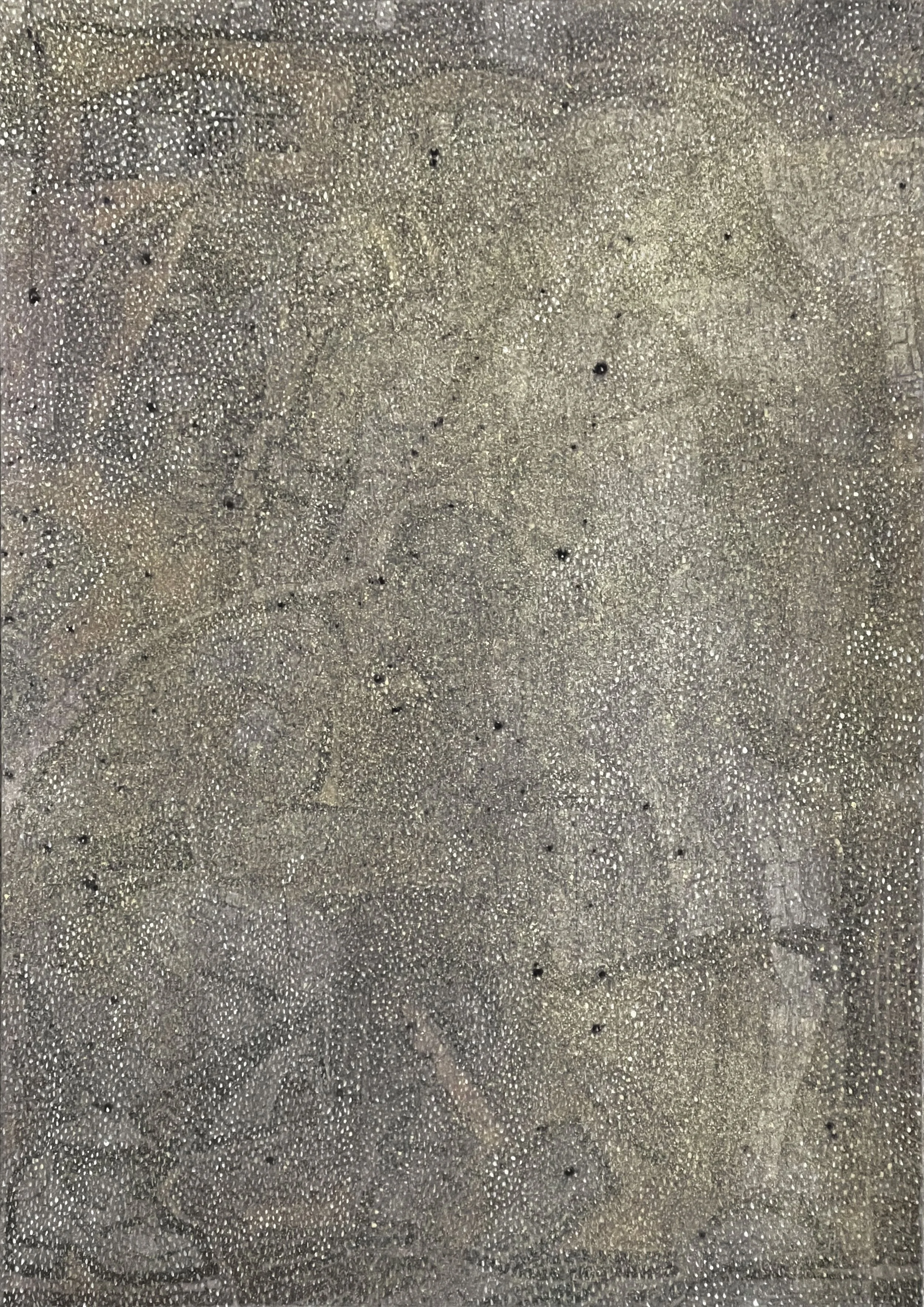 D019, Neige sur les communistes, 2023, techniques mixtes sur papier (C-print, acrylique et spray), 42 × 30 cm