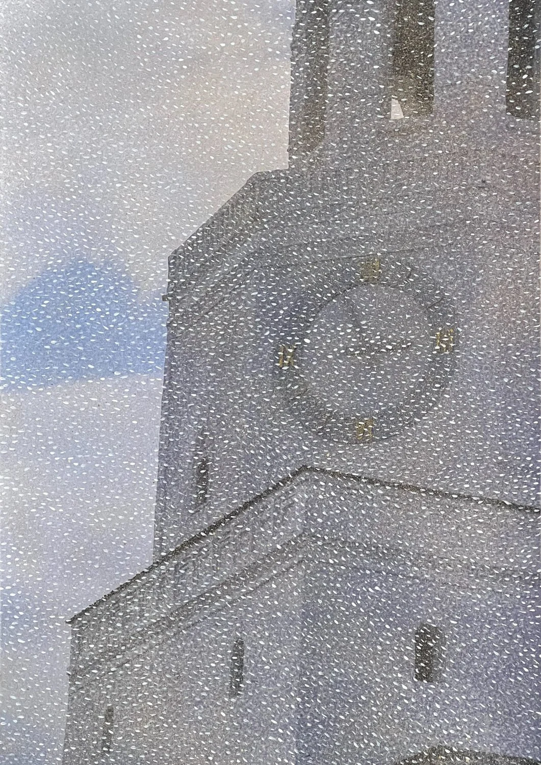 D013, Kremlin tatar, 2023, techniques mixtes sur papier (C-print, acrylique, spray et marqueur), 42 × 30 cm