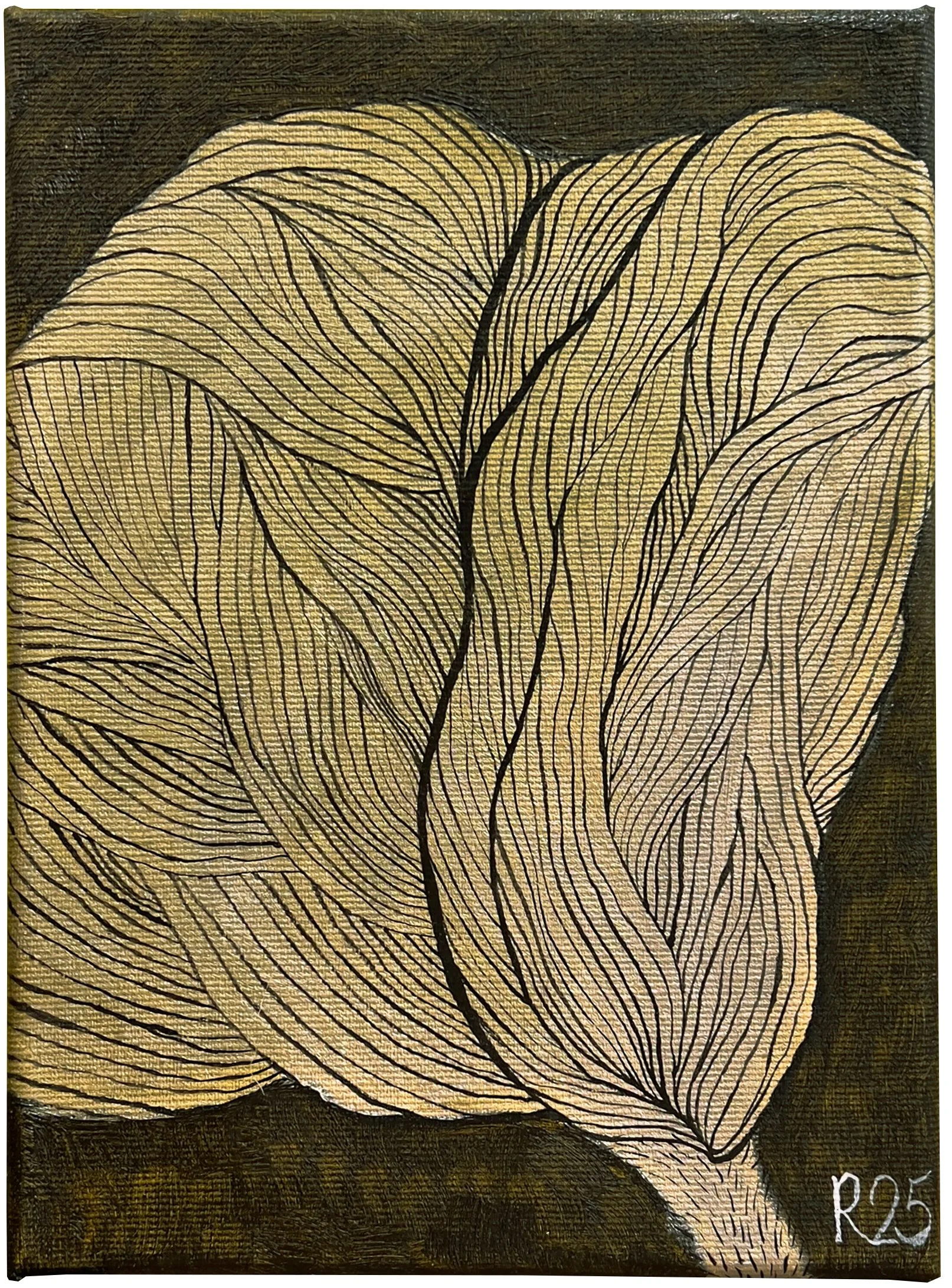 PVT52, Coquelicot argenté sur fond vert, 2025, huile sur toile, 24 × 18 cm
