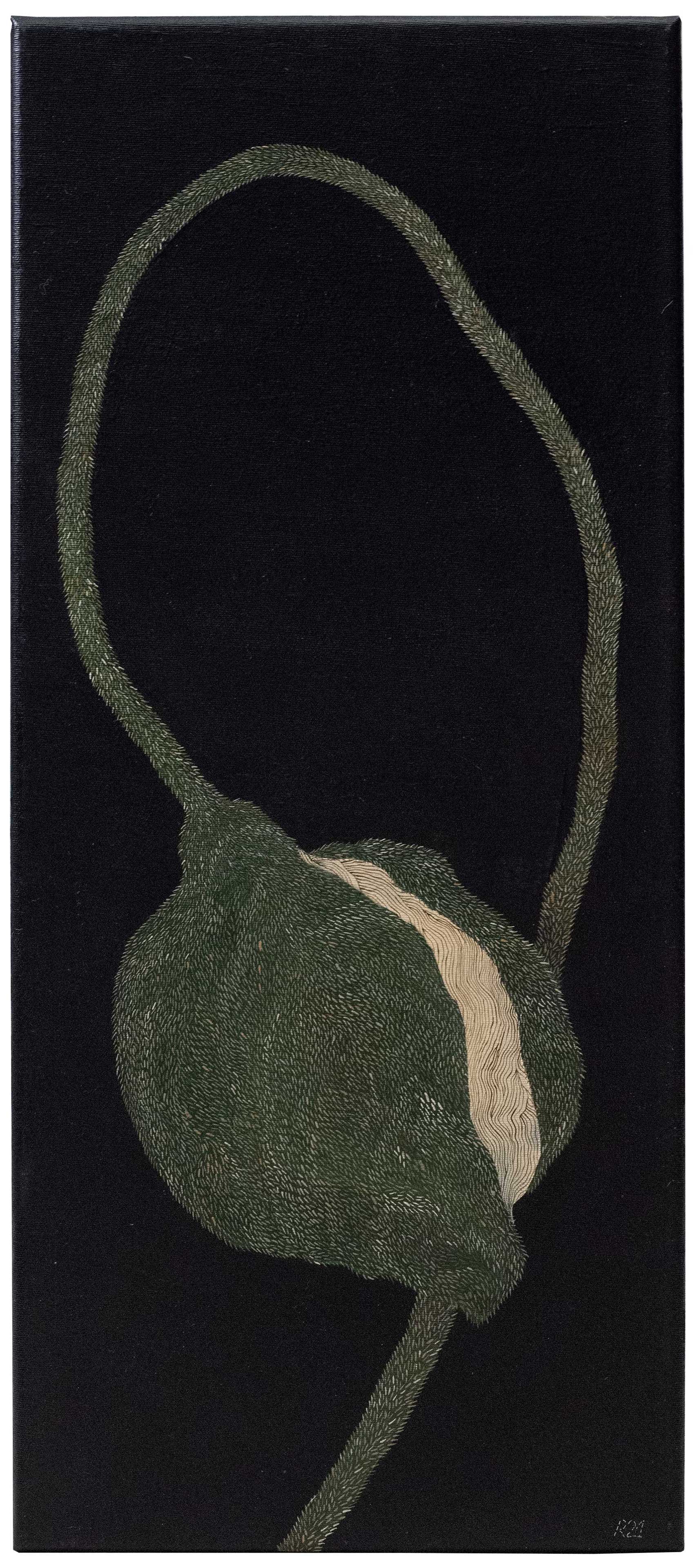 PVT09 - GREEN BOWED POPPY
OIL ON CANVAS
70X30 CM // 27,5X11,8 IN