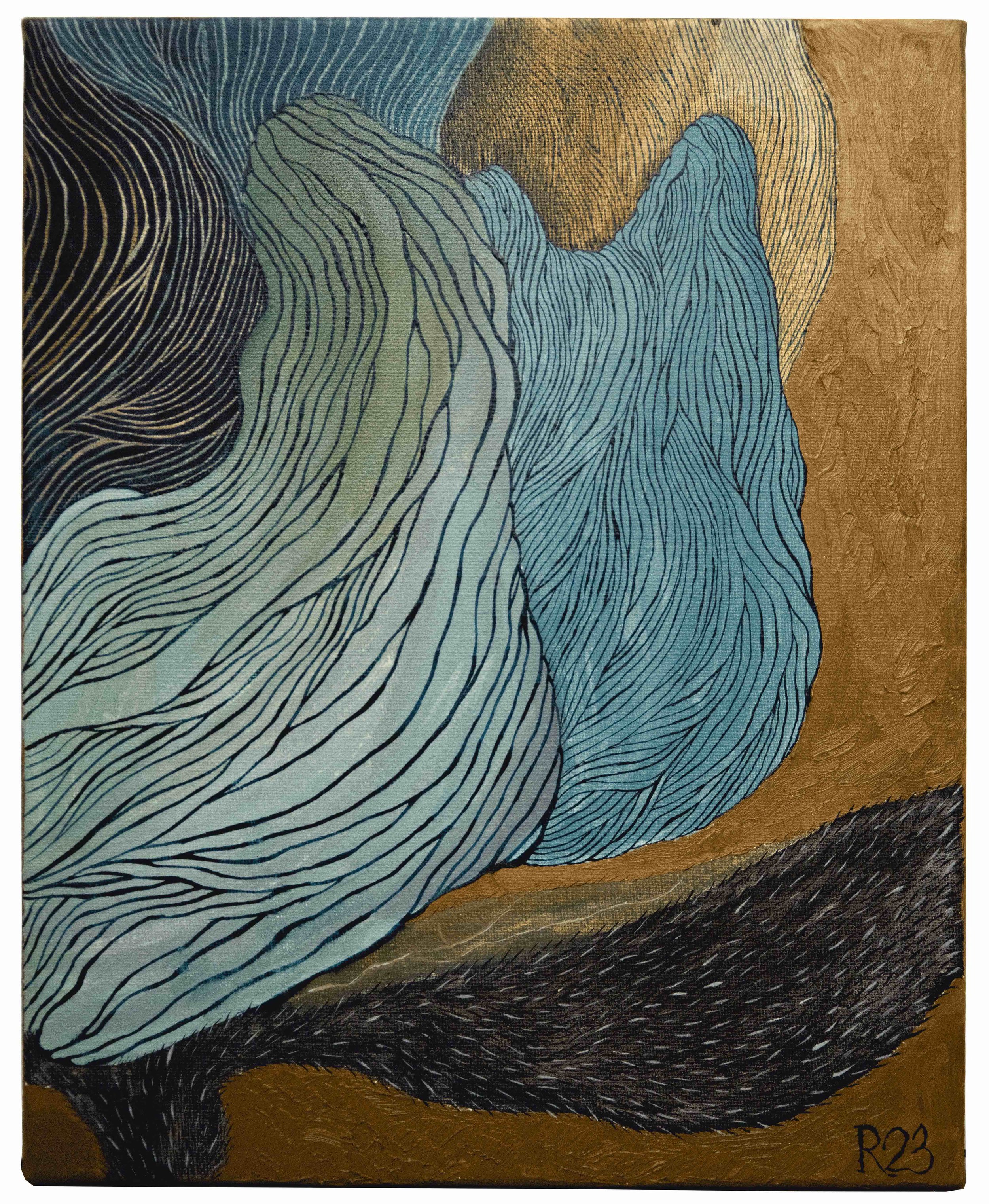 PVT43 - BLUE POPPY ON BROWN GROUND
OIL ON CANVAS 30X24 CM // 11,8X9,4 IN