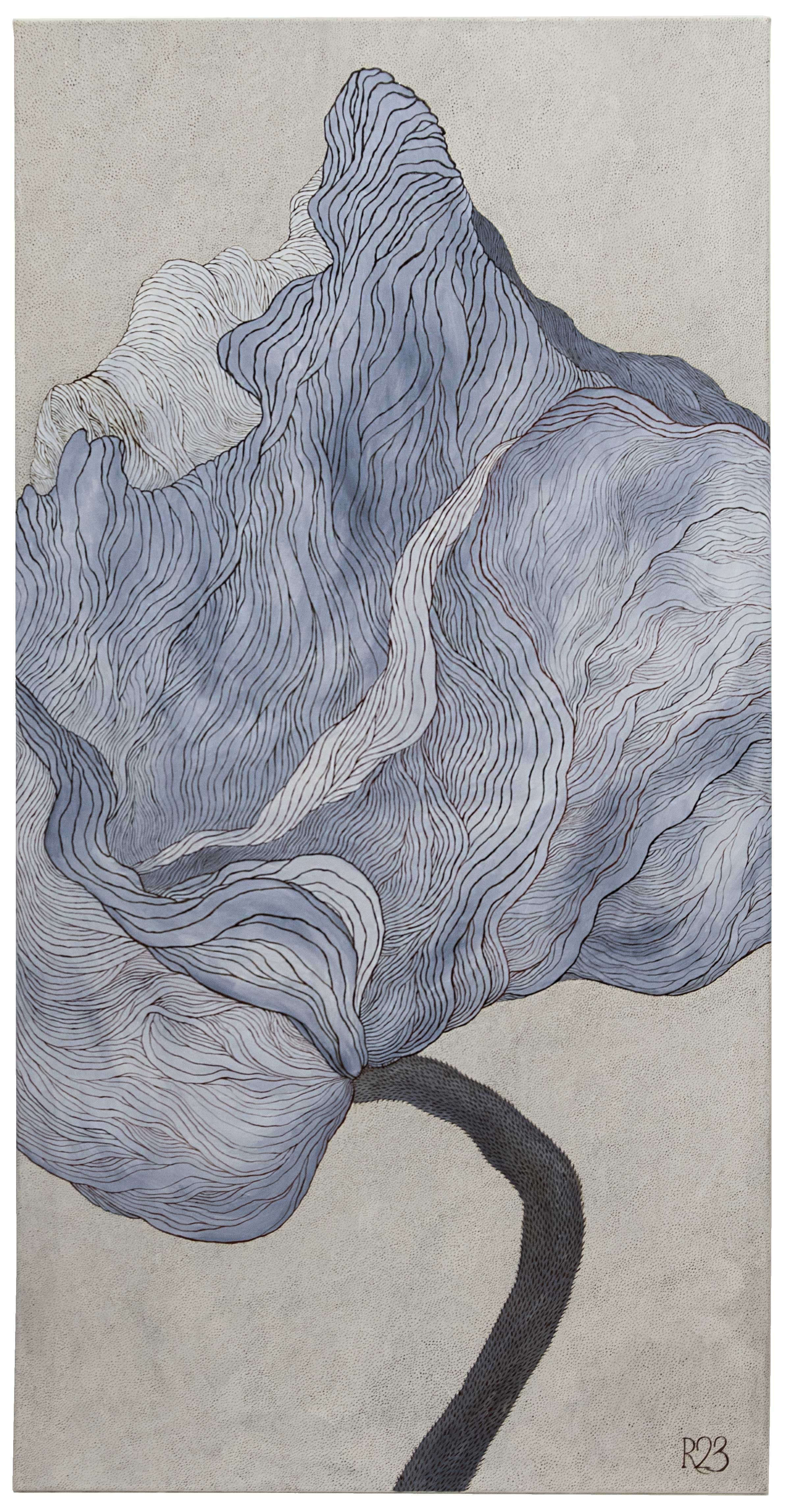 PVT45 - LIGHT BLUE POPPY ON IVORY GROUND
OIL ON CANVAS 140X70 CM // 55,1X27,5 IN