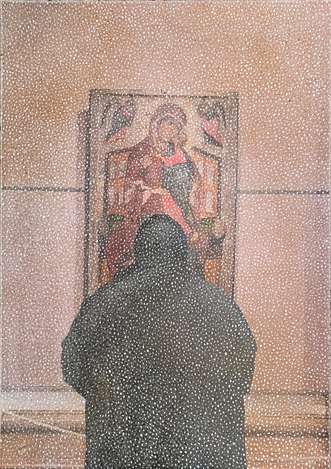 D014 - PRAYER IN THE TRETYAKOV GALLERY
MIXED MEDIA ON PAPER (C-PRINT+ ACRYLIC+SPRAY) 42X30CM // 16,5X11,8 IN