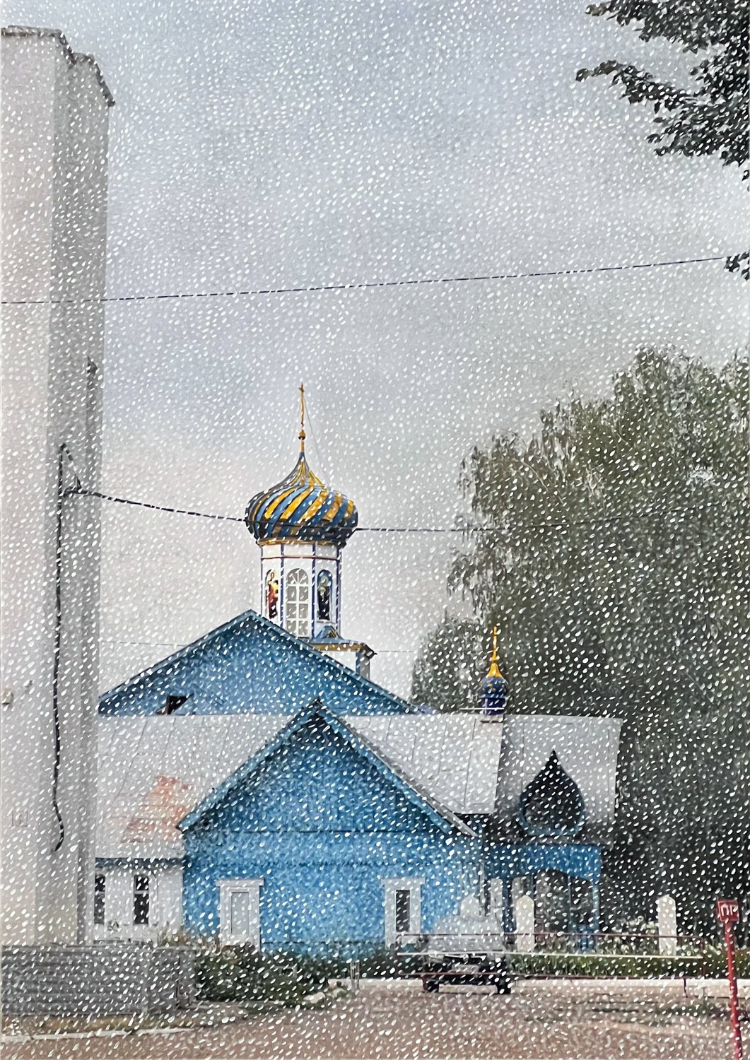 D001 - YANAUL TRAIN STATION CHURCH
MIXED MEDIA ON PAPER (C-PRINT+ ACRYLIC+SPRAY+MARKER) 42X30CM // 16,5X11,8 IN