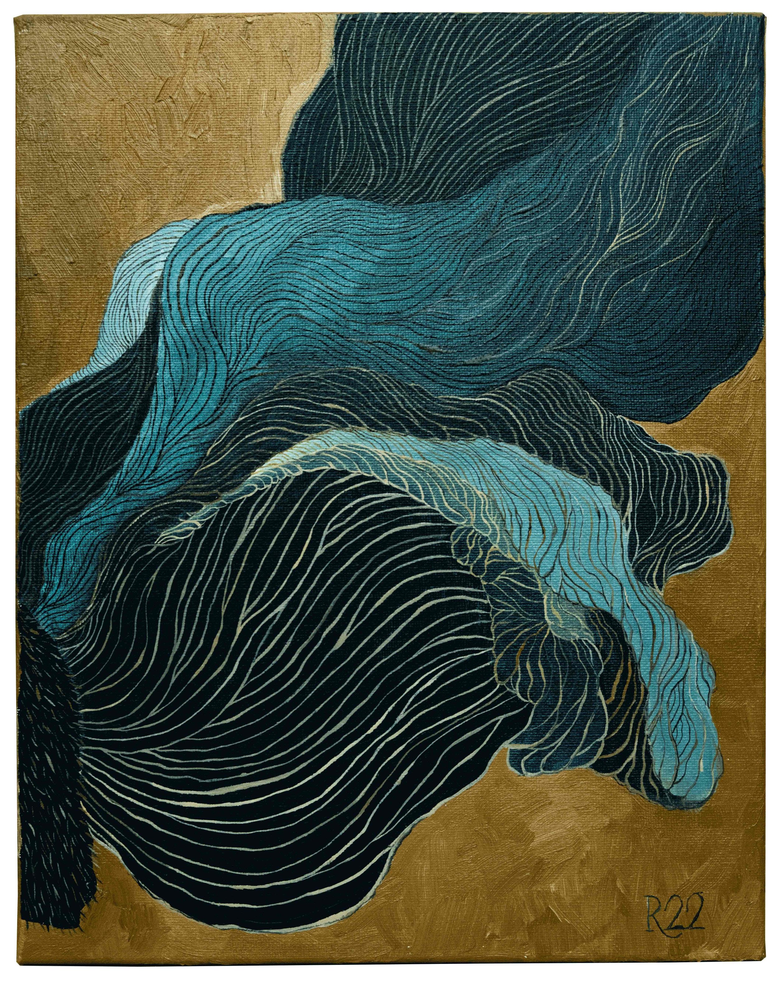 PVT41 - NAVY BLUE POPPY ON BROWN GROUND
OIL ON CANVAS 30X24 CM // 11,8X9,4 IN
