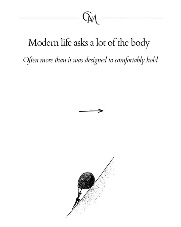 Modern life rarely gives the body a pause.
Screens, schedules, stress, and constant stimulation all leave their mark - even when we&rsquo;re &ldquo;coping&rdquo;.

Massage offers a space to slow down, soften, and reconnect with the body in a way that
