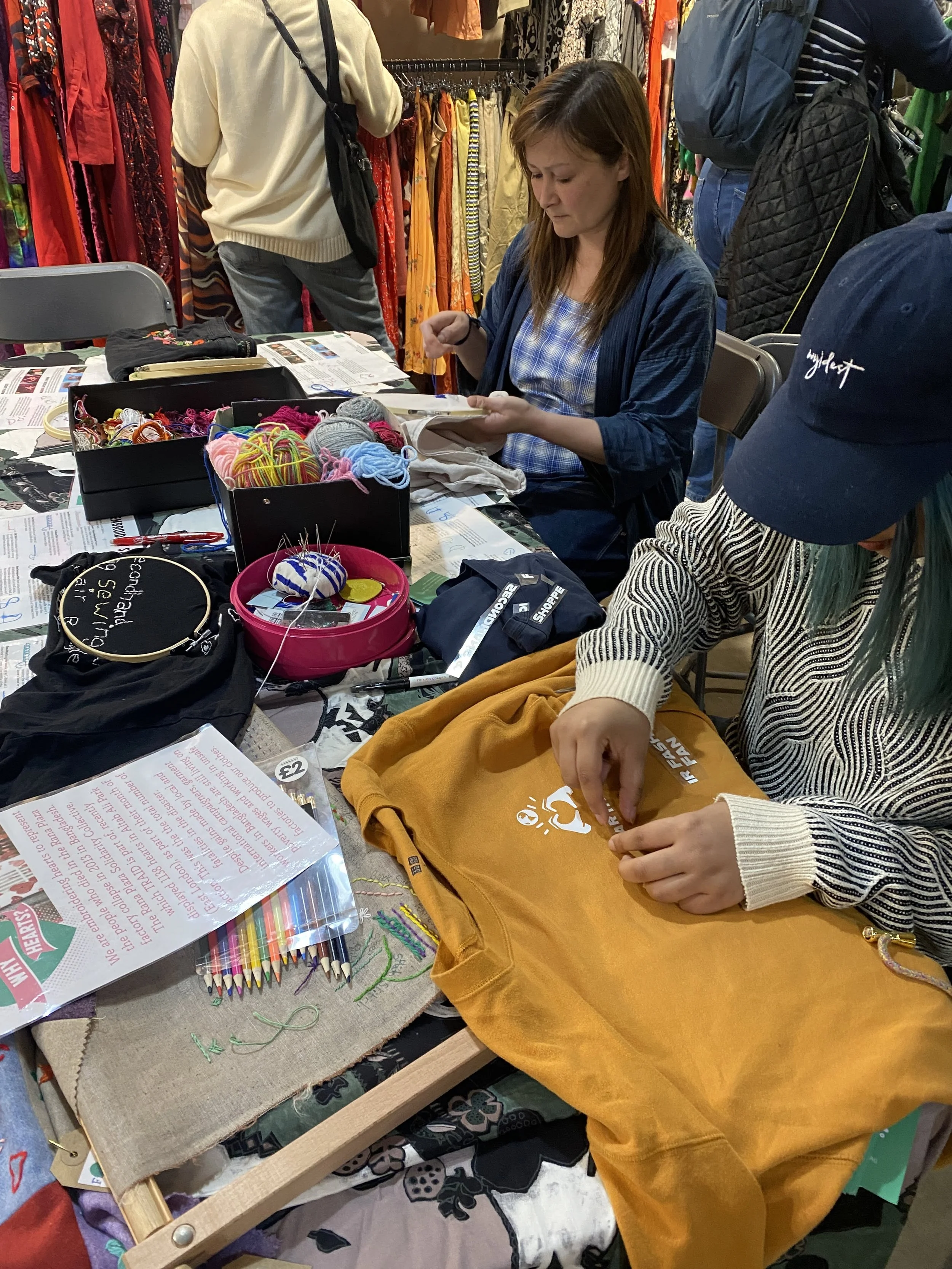 A participant at a workshop in a shop