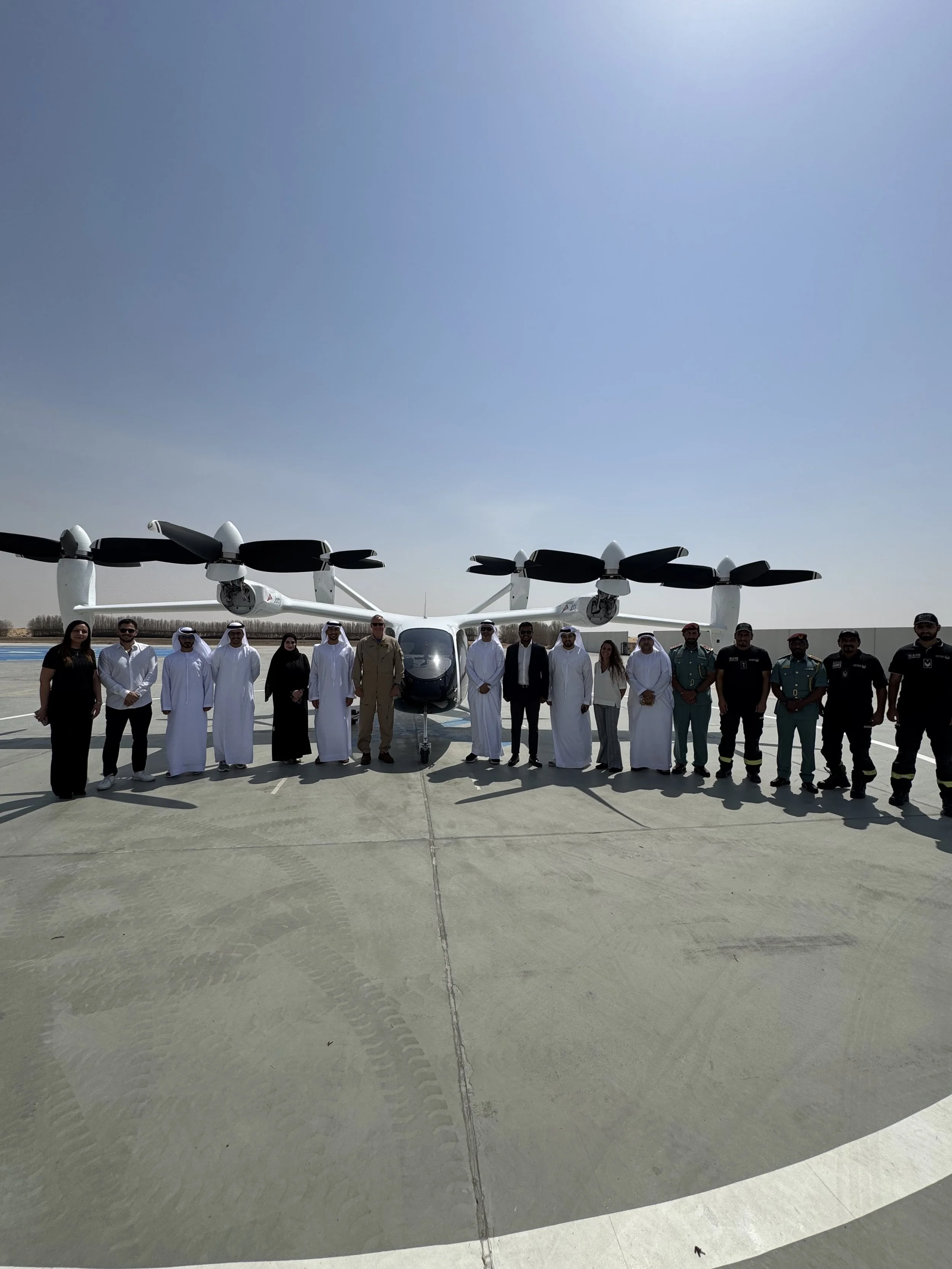 Road Transport Authority, General Civil Aviation Authority, and Dubai Police witnessing the Joby's first test flights in Dubai